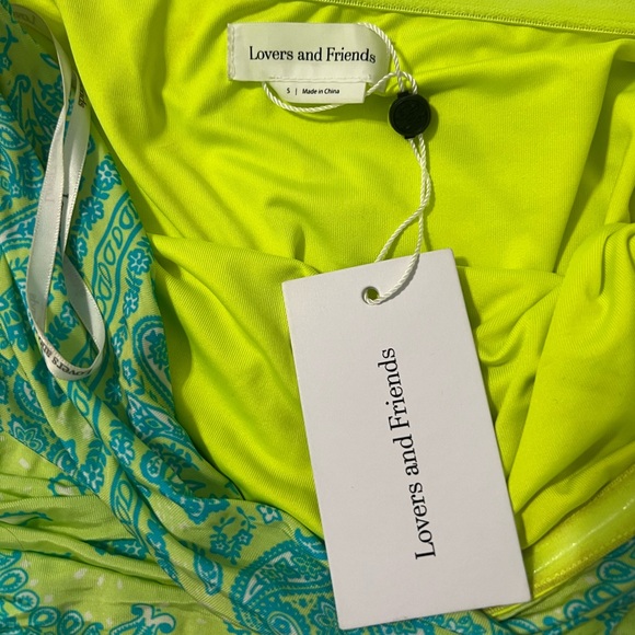 Lovers and Friends Fallon Mini Dress in Green Bandana Small New With Tags - Picture 4 of 4